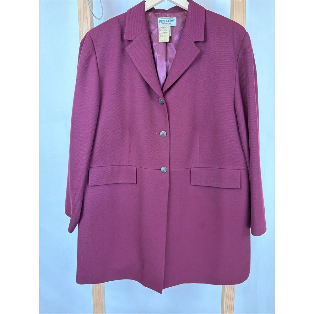 Vintage 90's Pendleton Burgundy Long Blazer #1259 Size 18W USA